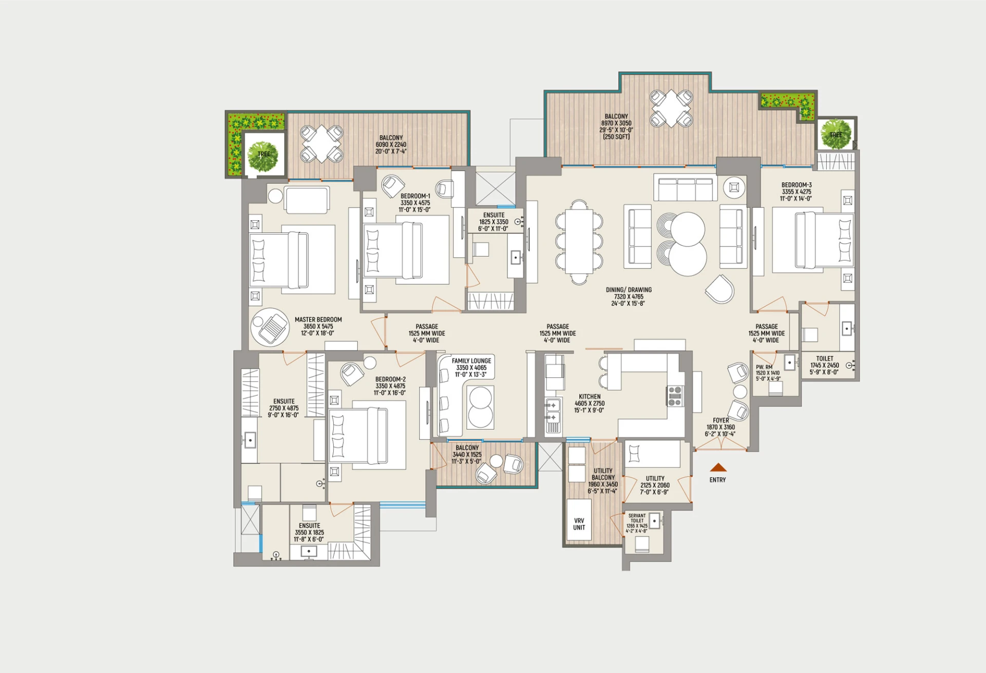County 107 - Type C 4 BHK floor plan